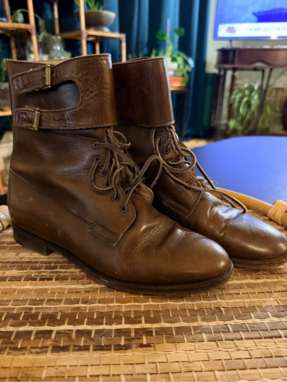 Rare Vintage Ralph Lauren Brown Leather Paddock Boots 7.5 B Made in Italy
